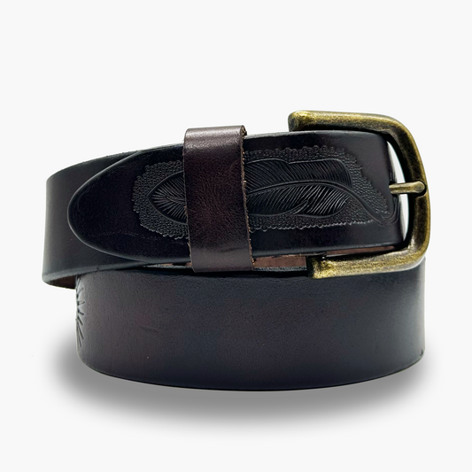 Feather Embossed Leather Belt