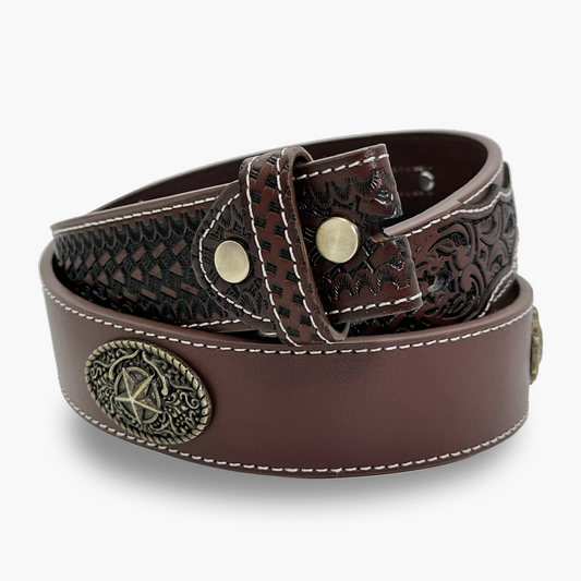 Brown Rope Studded Belt Strap