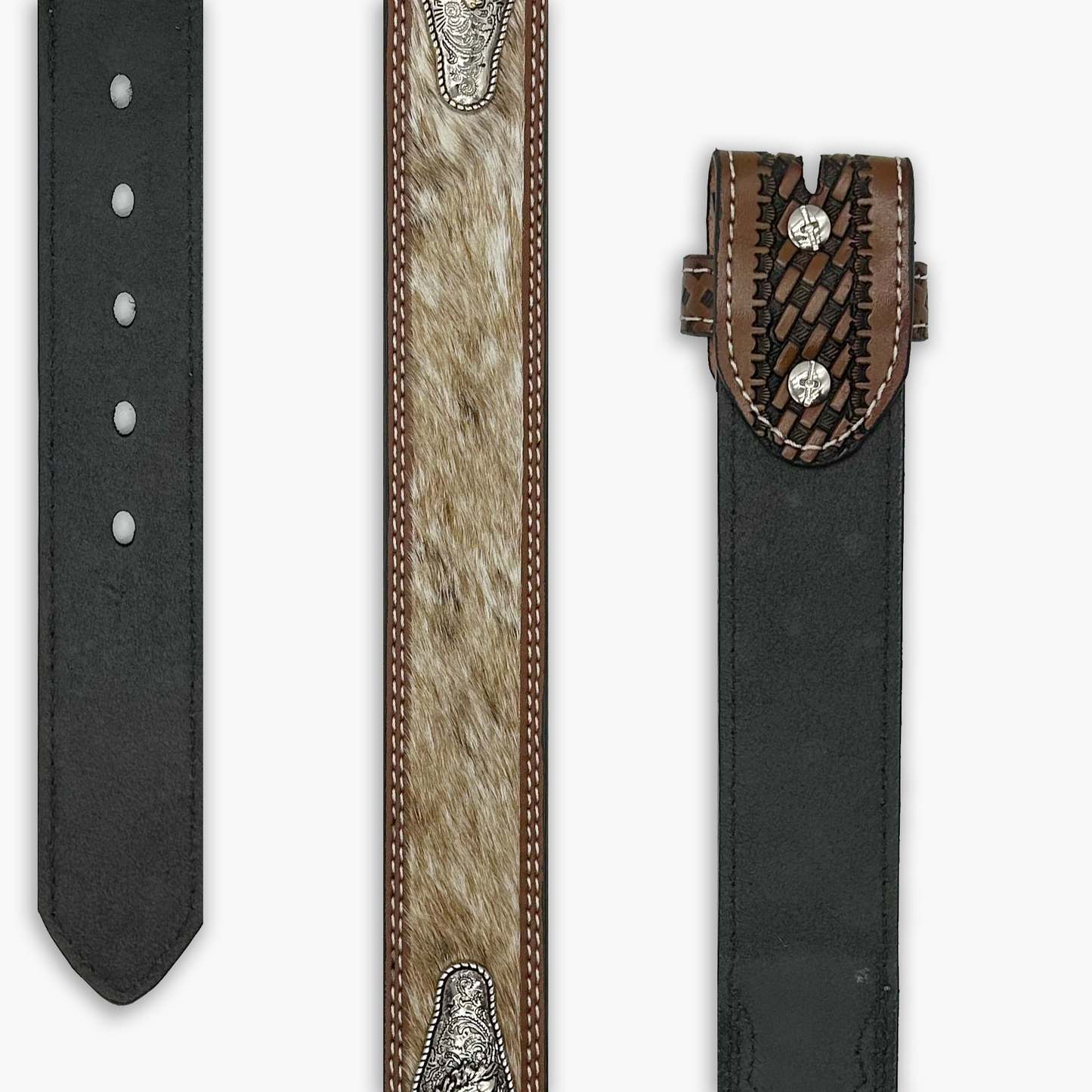 Brown Horsehair Inlayer Belt Strap