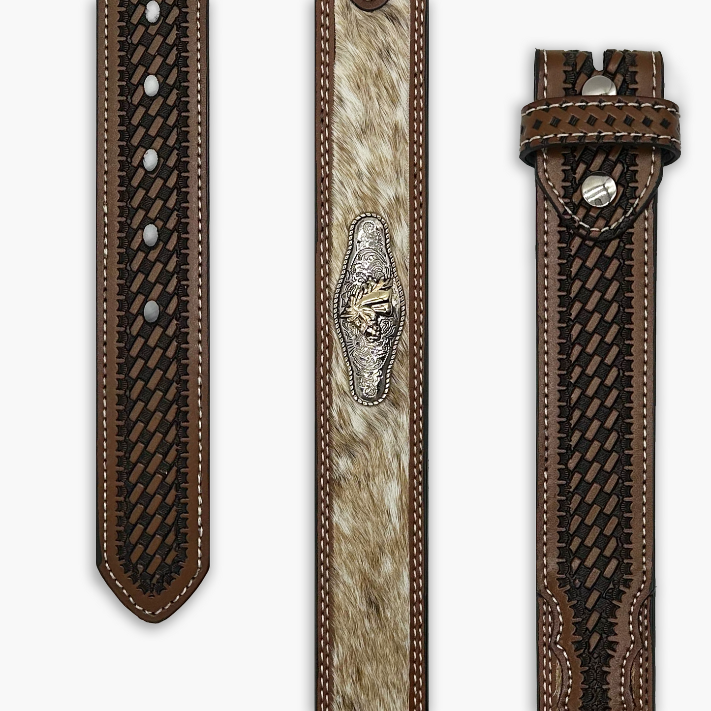 Brown Horsehair Inlayer Belt Strap
