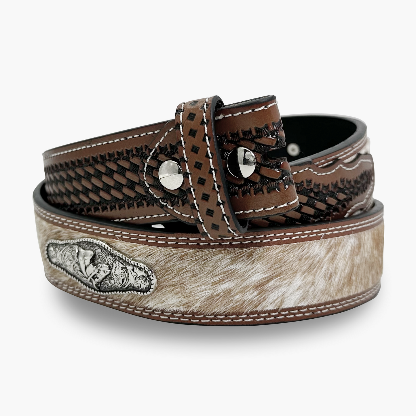Brown Horsehair Inlayer Belt Strap