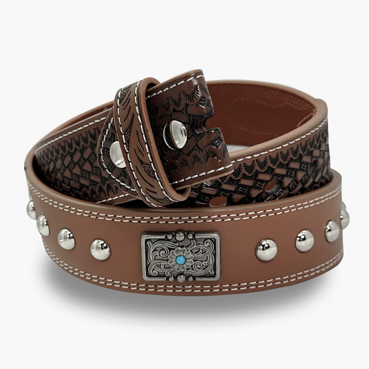 Brown Rivet Studded Belt Strap