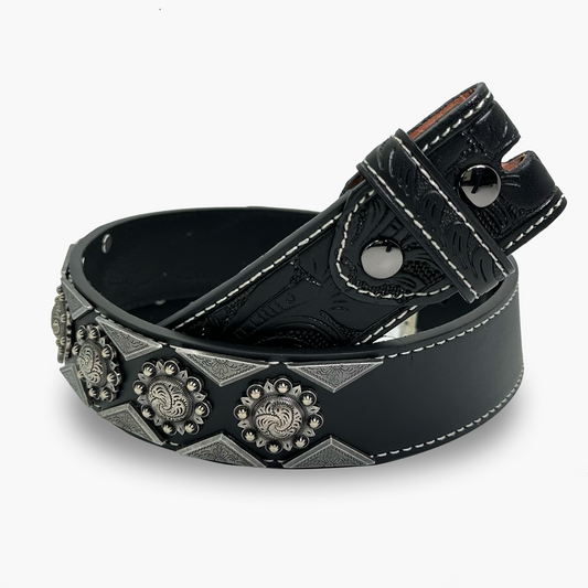 Black Metal Studded Belt Strap