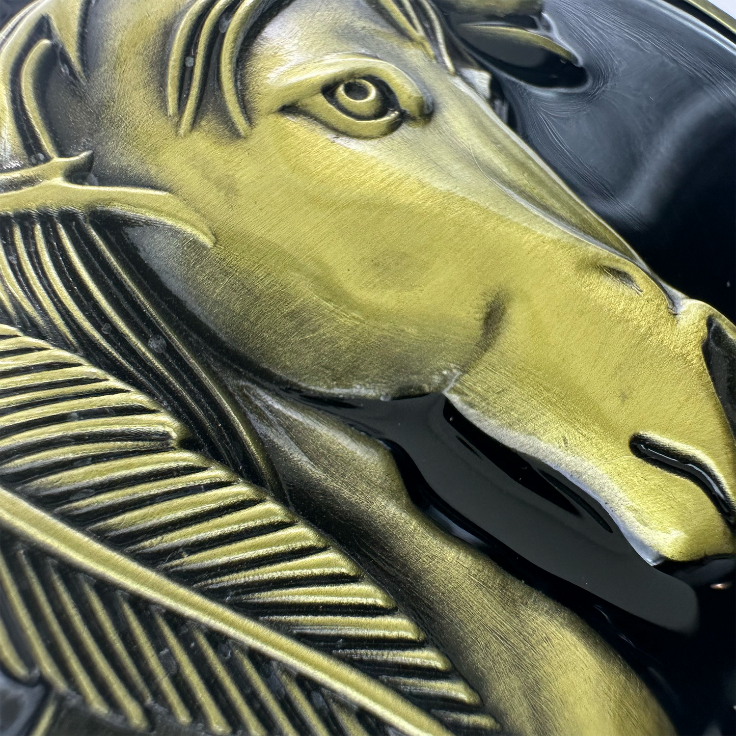 Brass Hose Head in Black Belt Buckle