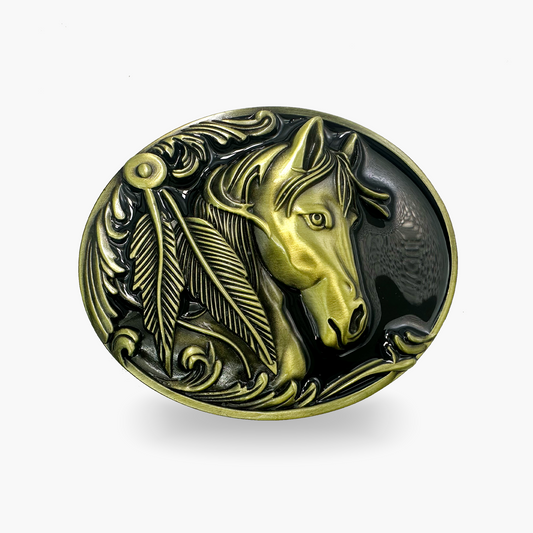 Brass Hose Head in Black Belt Buckle