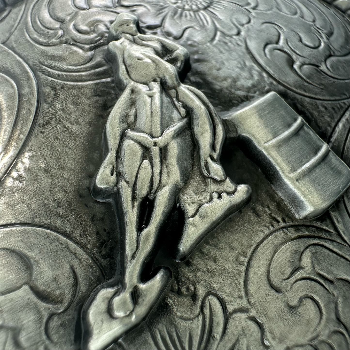 Silver Cowboy with Barrel Belt Buckle