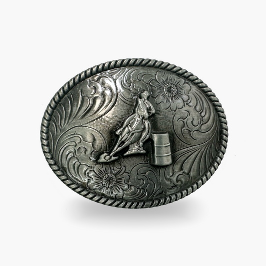 Silver Cowboy with Barrel Belt Buckle