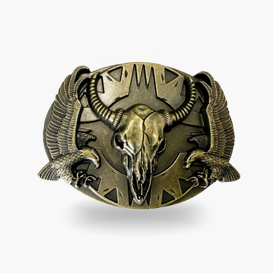 Brass Cow Skull Belt Buckle