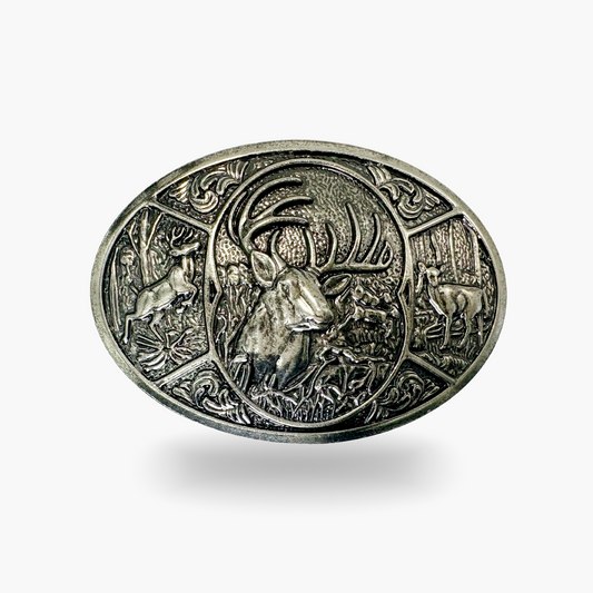 Silver Buck Head Belt Buckle