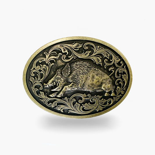 Brass Hog Belt Buckle