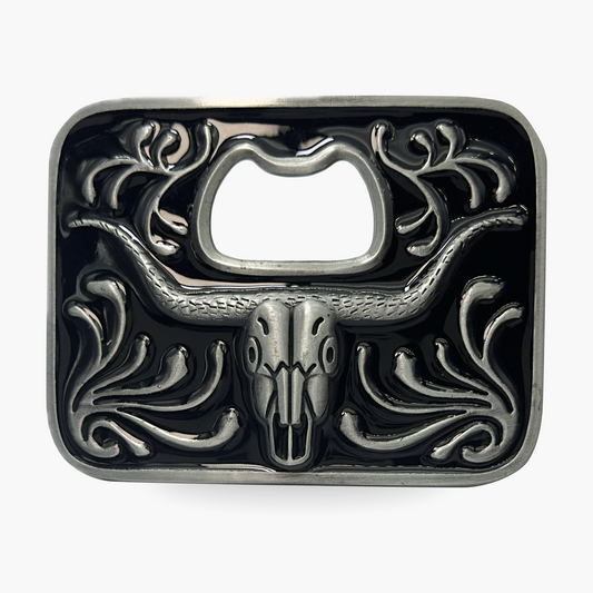 Black Cow Skull Belt Buckle