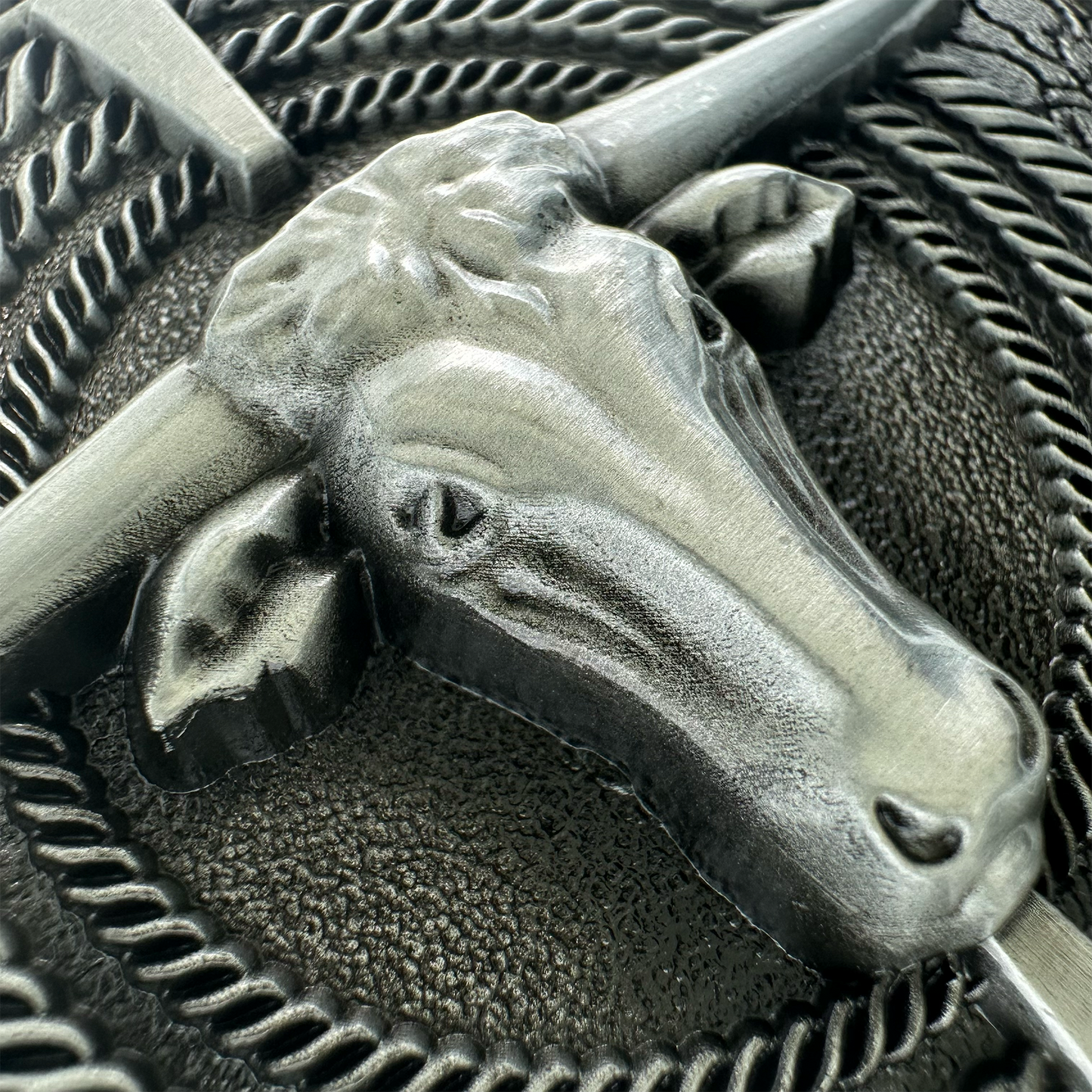 Silver Cow Skull Tough Belt Buckle