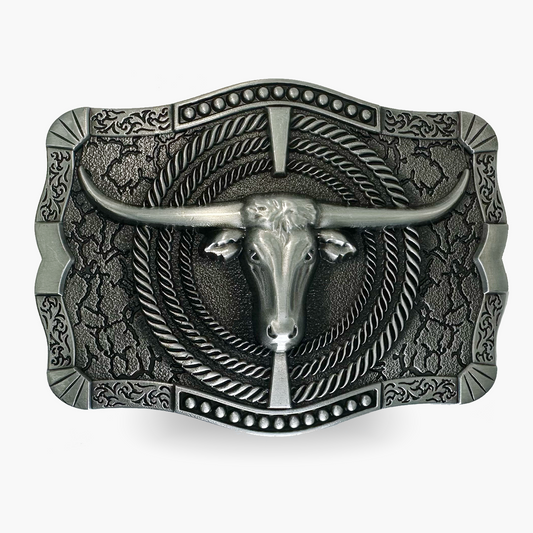 Silver Cow Skull Tough Belt Buckle
