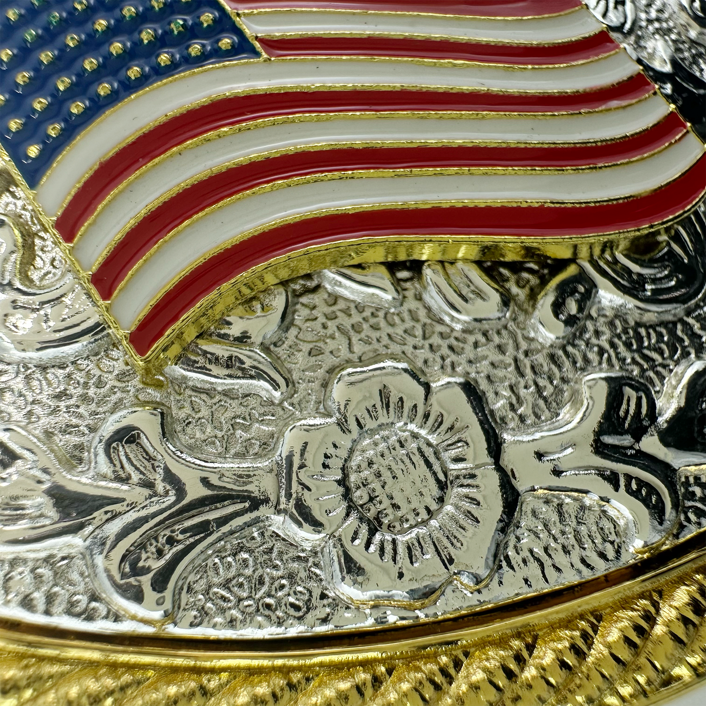 Shiny Old Glory Belt Buckle
