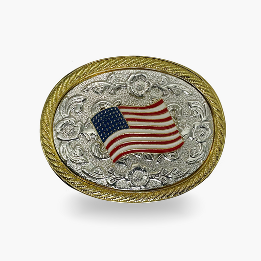 Shiny Old Glory Belt Buckle