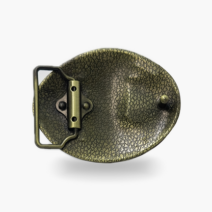 Brass Cowboy with Flag Belt Buckle
